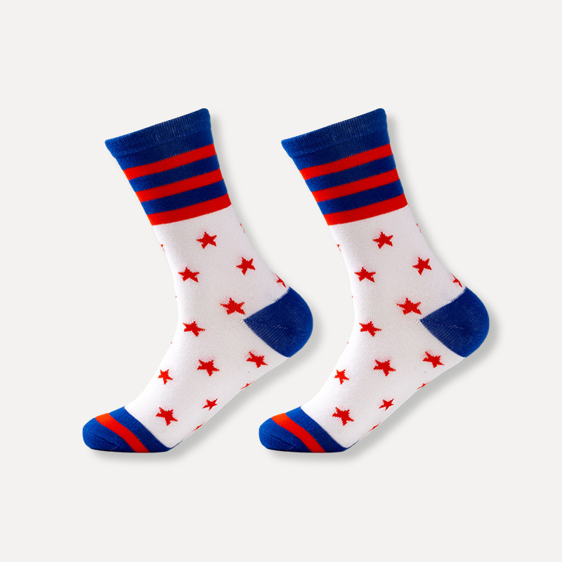MenS Sports And Casual Socks With Patriotic Stars And Stripes Crew